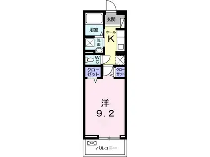 エレガンス リング(1K/1階)の間取り写真