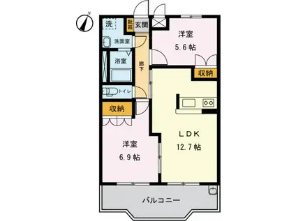 フェリス聖蹟III(2LDK/2階)の間取り写真
