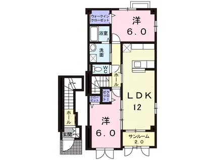 リヴァーサイド意宇IV(2LDK/2階)の間取り写真