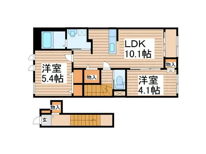 ヌーベル ルート(2LDK/2階)の間取り写真