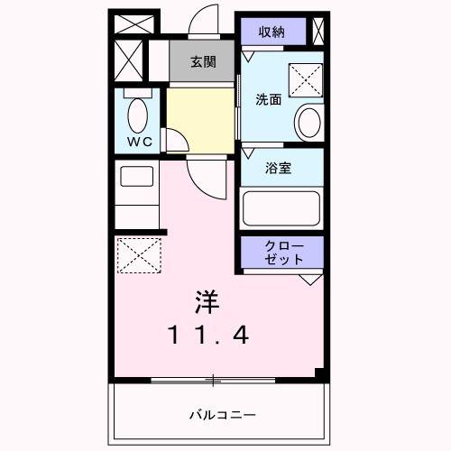 ラフィネロジュマン(ワンルーム/2階)の間取り写真