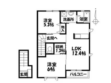 チロリンシティB(2LDK/2階)の間取り写真
