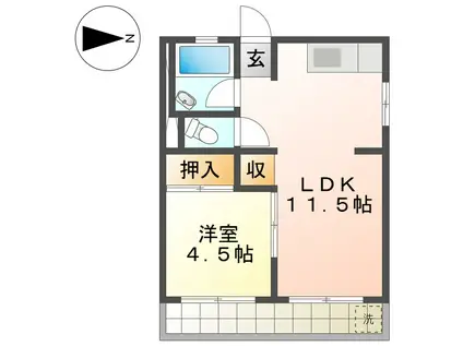 コーポ丹羽(1LDK/1階)の間取り写真