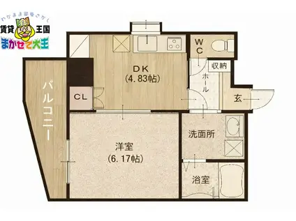 ラトゥール II(1DK/9階)の間取り写真