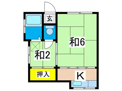 ハウスきさらぎ(2K/2階)の間取り写真