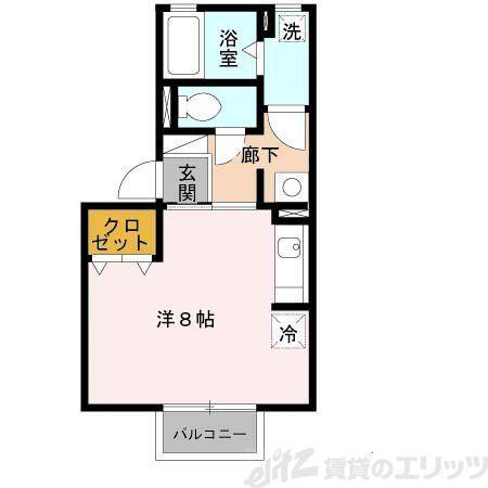 テラー・ウエスト新芦屋(ワンルーム/2階)の間取り写真