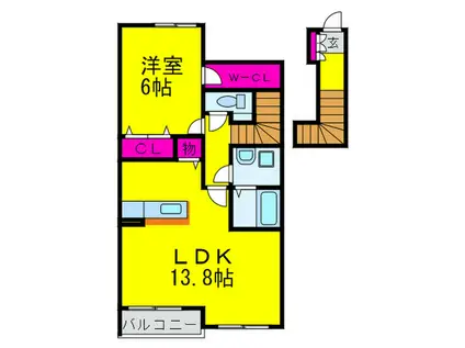 ベルソレイユ(1LDK/2階)の間取り写真