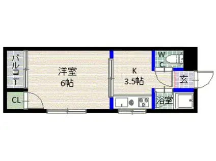 プレジュール城西(1K/2階)の間取り写真