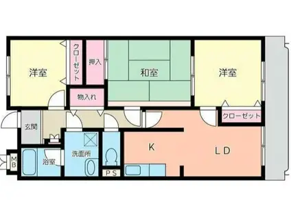 CITY手倉田(3LDK/3階)の間取り写真