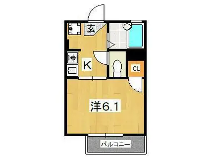 クレール梨木(1K/2階)の間取り写真