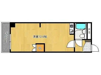 ウエストビル(ワンルーム/3階)の間取り写真