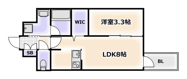 コンフォリア・リヴ桜川ソルテラス(1LDK/7階)の間取り写真