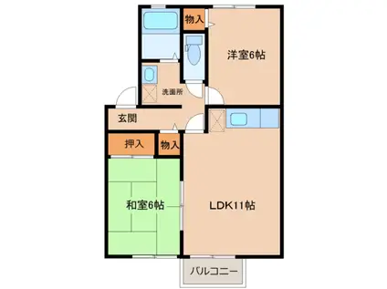 パールハイツ(2LDK/1階)の間取り写真