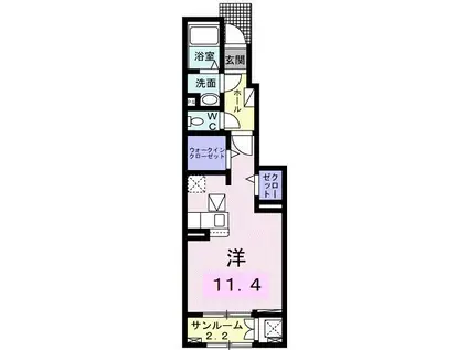 ハーベスト(ワンルーム/1階)の間取り写真