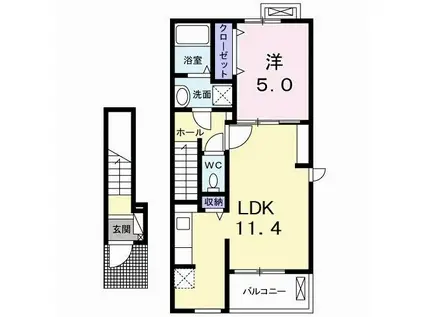 グランディール沖洲A(1LDK/2階)の間取り写真