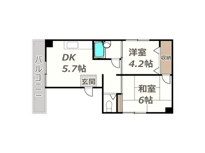 パークヒル真田山(2DK/2階)の間取り写真