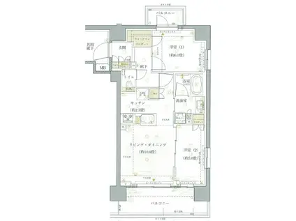 グランリビオ ザ・レジデンス(2LDK/2階)の間取り写真