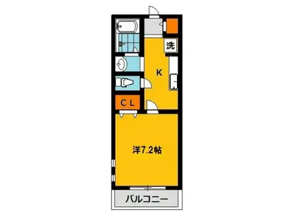 カーサリブラ II(1K/1階)の間取り写真