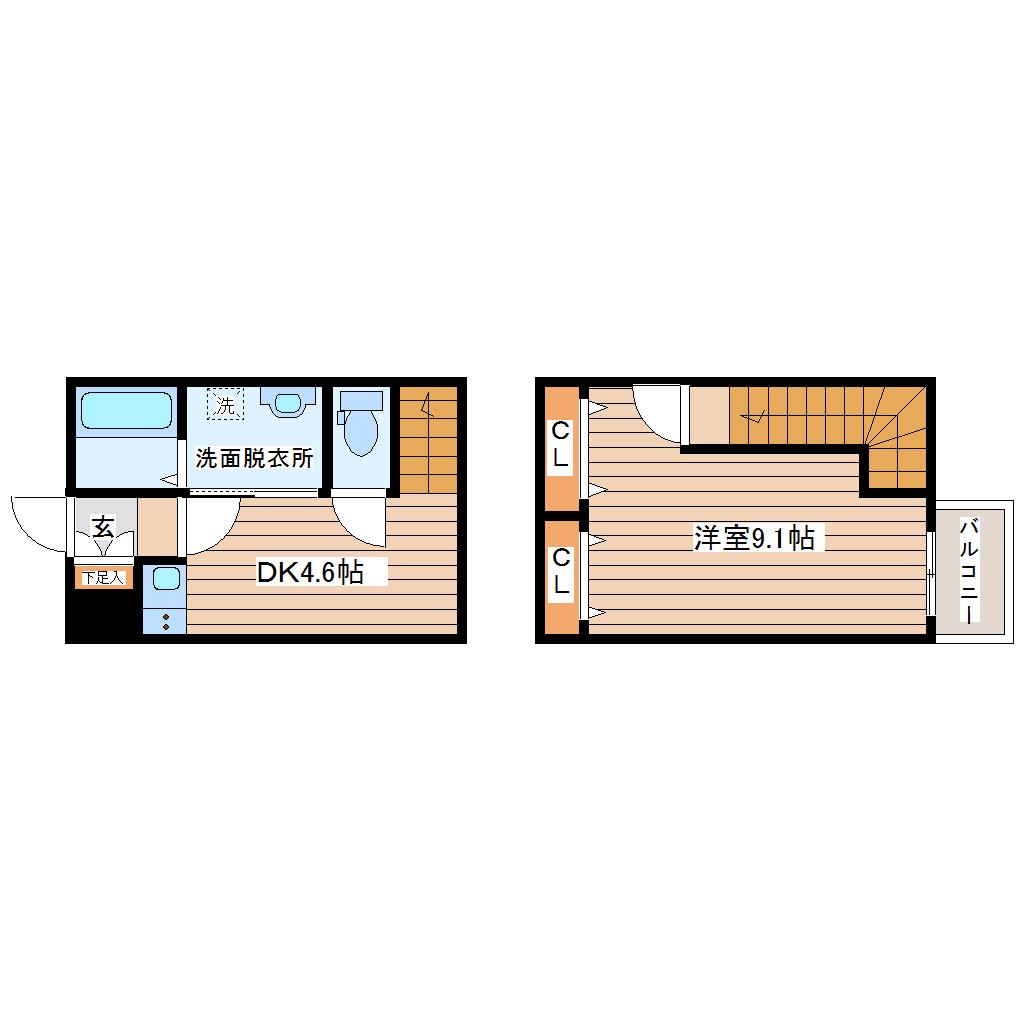 メゾンエスポワール長町(1DK/1階)の間取り写真
