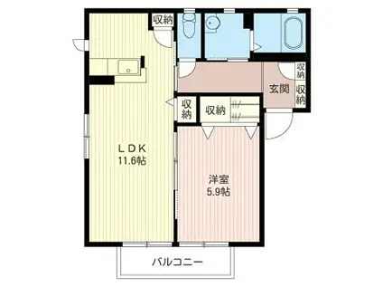 ユートピア・パーク(1LDK/1階)の間取り写真