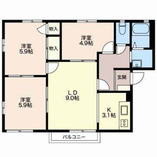 プランシェバラキ(3LDK/2階)の間取り写真