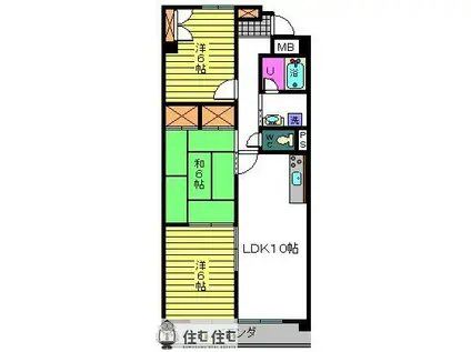 鈴木ビル(3DK/1階)の間取り写真