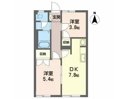 フレグランス菜恵C(2DK/1階)の間取り写真