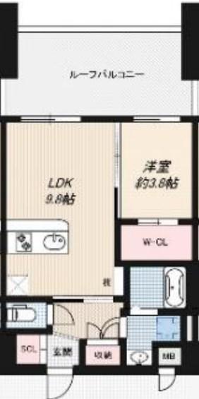 LUXE服部天神(1LDK/6階)の間取り写真