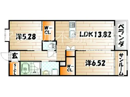 赤坂リプル(2LDK/4階)の間取り写真
