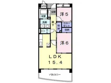 ポルトーネ(2LDK/5階)の間取り写真