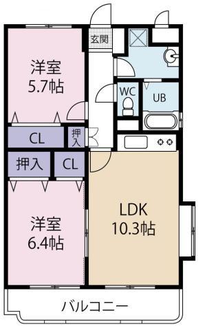 ハーブメゾン清美(2LDK/1階)の間取り写真