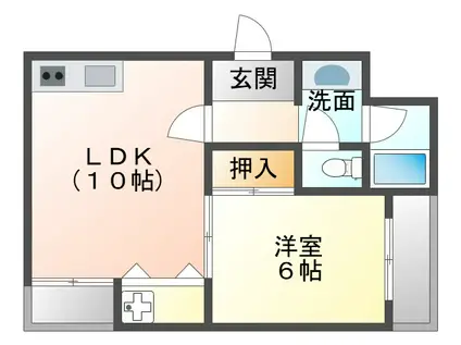 イルソーレ山科(1LDK/2階)の間取り写真