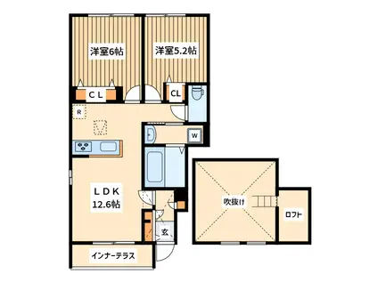 ベル リード(2LDK/1階)の間取り写真