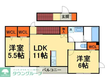 CHAMBREUIL(2LDK/2階)の間取り写真