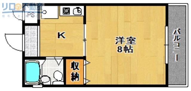 レジデンスKM2号館(1K/2階)の間取り写真