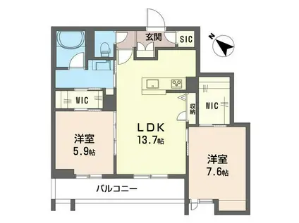 クアドリフォリオ浦和美園(2LDK/3階)の間取り写真