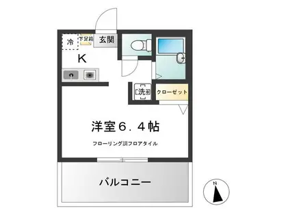 第2レーホーハウス(1K/3階)の間取り写真