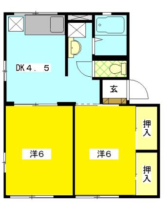 ソファレ(2DK/1階)の間取り写真