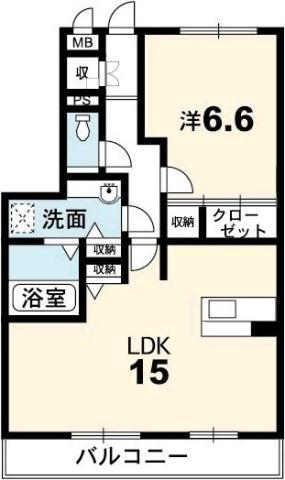 ストロベリー フィールズ(1LDK/1階)の間取り写真