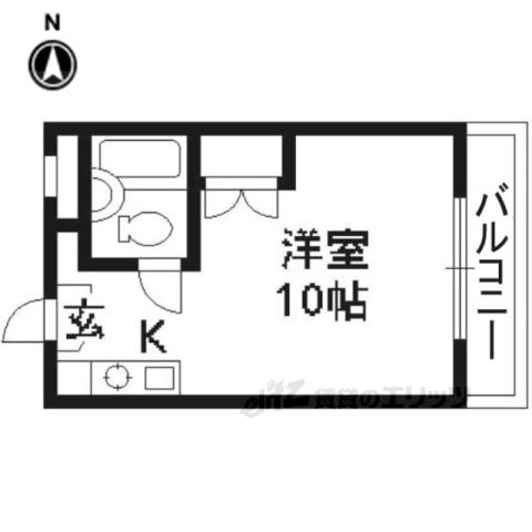 グレセントYYU―Ⅱ(1K/1階)の間取り写真