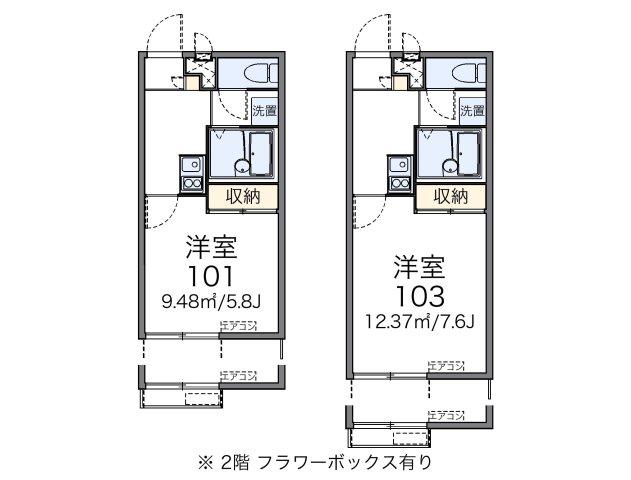 レオパレス南逆井(1K/1階)の間取り写真