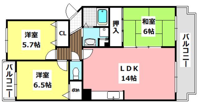 クレサンテール(3LDK/1階)の間取り写真