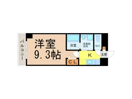 ボヌール津金(1K/2階)の間取り写真