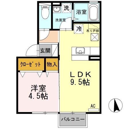 アムール(1LDK/1階)の間取り写真