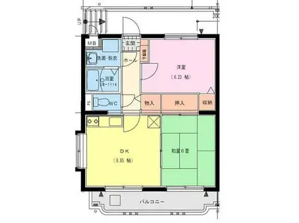 サングリーン藤沢(2DK/3階)の間取り写真