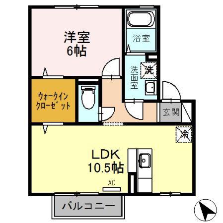 コージーコート(1LDK/2階)の間取り写真