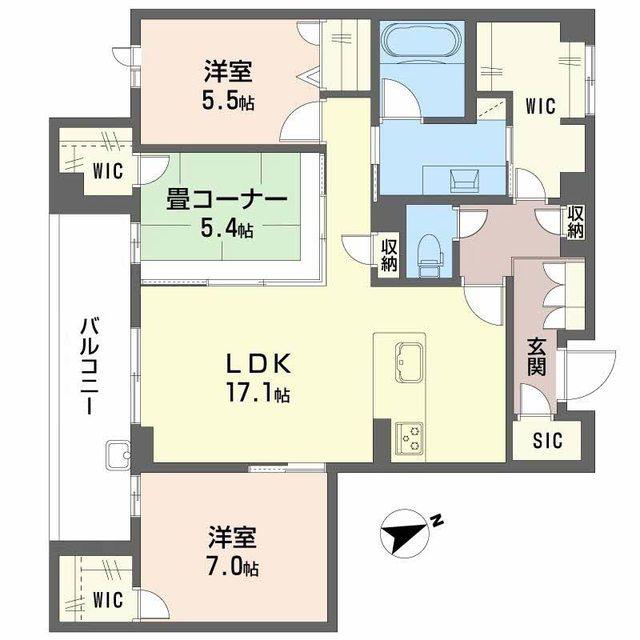 アルテーヌ浜寺元町(3LDK/2階)の間取り写真