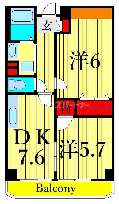 エスペランサ(2DK/4階)の間取り写真