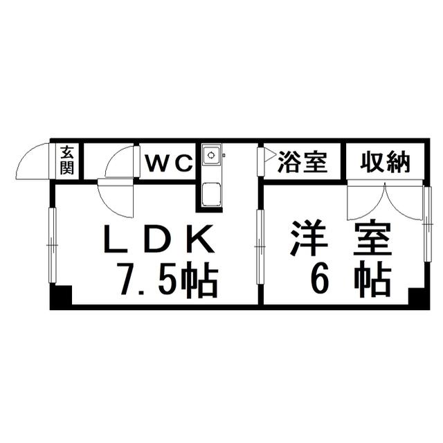 プレジデント城山(1LDK/2階)の間取り写真