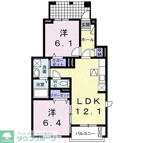 カレント 久米川(2LDK/1階)の間取り写真